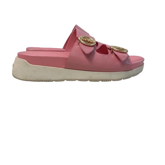 Coach Women’s Pink Double Buckle Sliders Sandazls Sz 6 - Picture 3 of 11